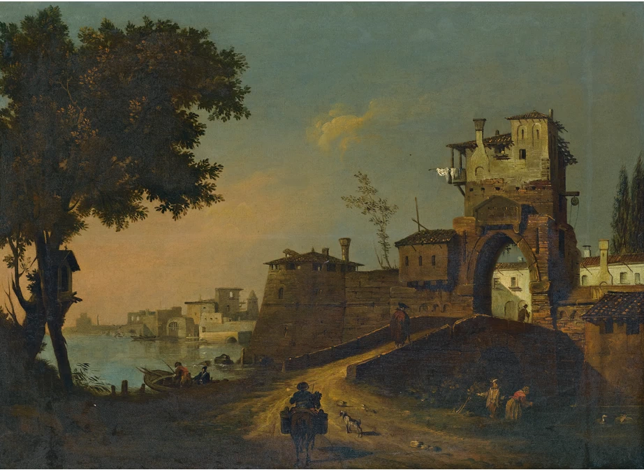 Paesaggio italiano con figure